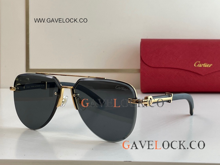 Premiere Cartier T8200765 Aviator Sunglasses Wooden leg